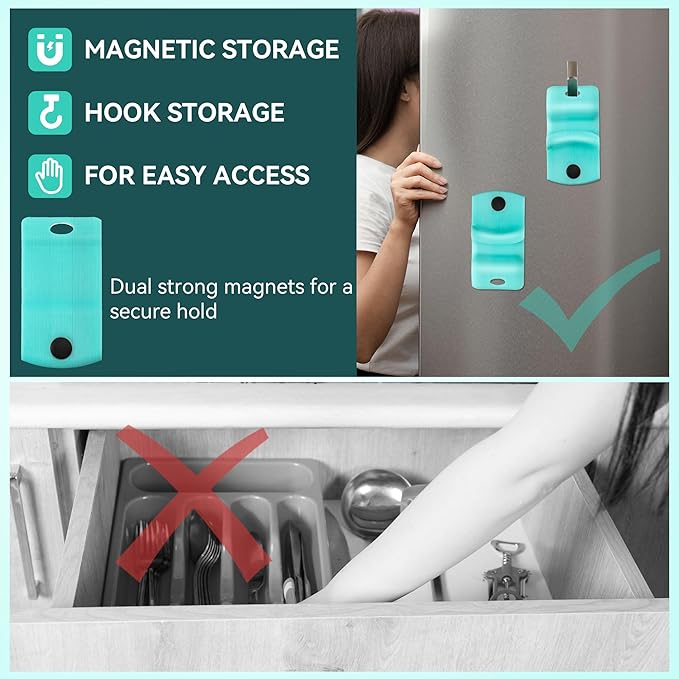 2 Pack Canning Jar Opener with Magnets, Mason Jar Opener For Canning Lids, Regular and Wide Mouth Lids, Powerful Magnet for Easy Refrigerator Storage, Releases Vacuum Seal– Patent Pending (Blue)