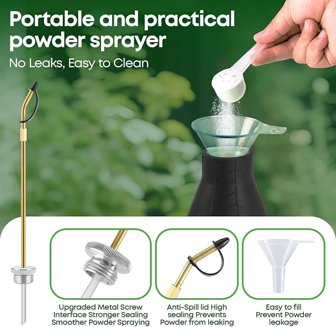 Powder Duster,Diatomaceous Earth Applicator, Large Bulb Duster with Long Metal Tube,Puffer Sprayer for Multi Purpose Indoor and Outdoor,for Organic Gardening Agricultural Supplies(1Pack)