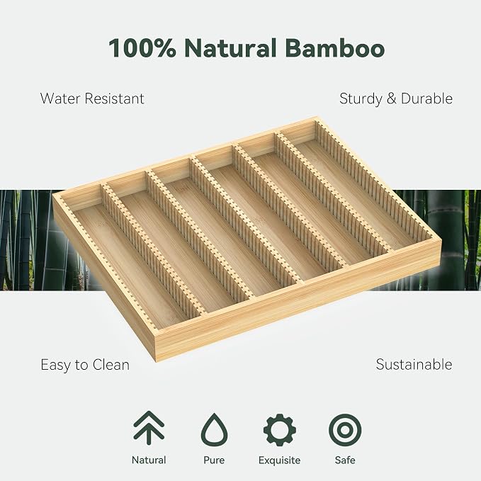 for Nespresso Vertuo Capsules Bamboo Coffee Pod Drawer Organizer | 14.84" Wx11.81" Dx1.54" H 48 Big or 60 Small Pods Holder for Counter