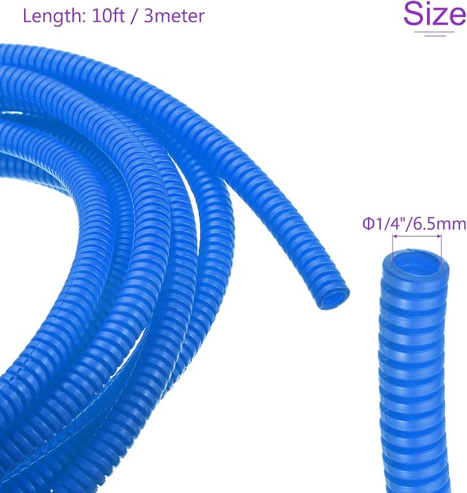 DMiotech 20ft Wire Loom Split Tubing 1/4 Inch(6.5 Mm) ID, Cord Protectors from Pet Flexible Conduit Cable Management for Office, Home, Garden, Blue