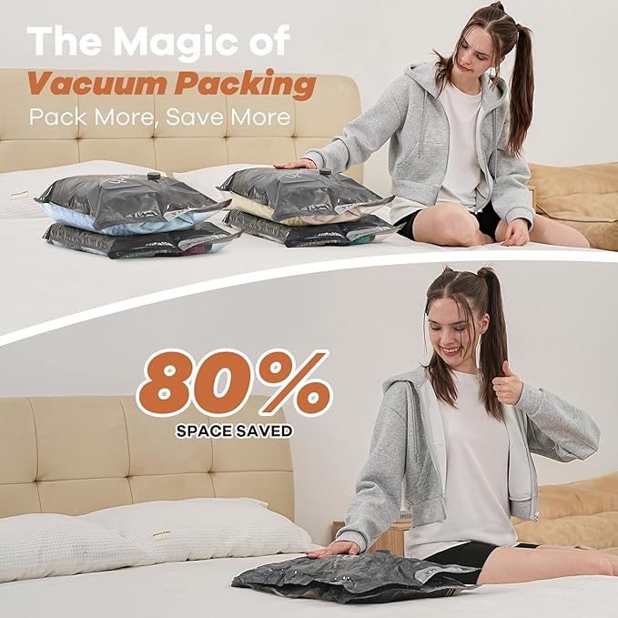 Vacuum Storage Bags for Travel with Wireless Rechargeable Air Pump, 22 Pack Travel Essentials Space Saver Compression Bag for Luggage, Suitcase, Backpack, Vacuum Seal Bags for Home Storage Clothing