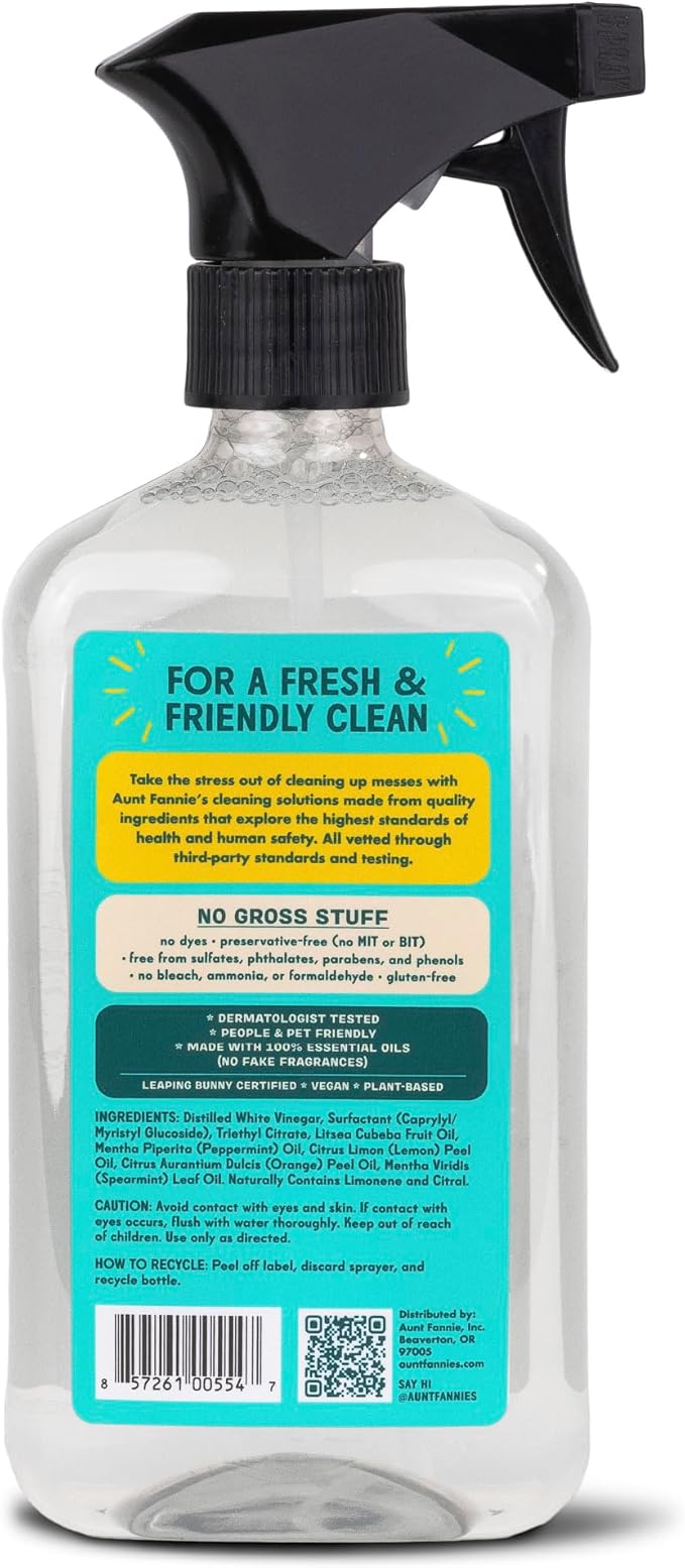 Aunt Fannie's All Purpose Household Cleaner, Multi-surface Spray, Powered by Vinegar for Kitchen, Bath, Windows and Countertops, Lemon Scent (Pack of 3)