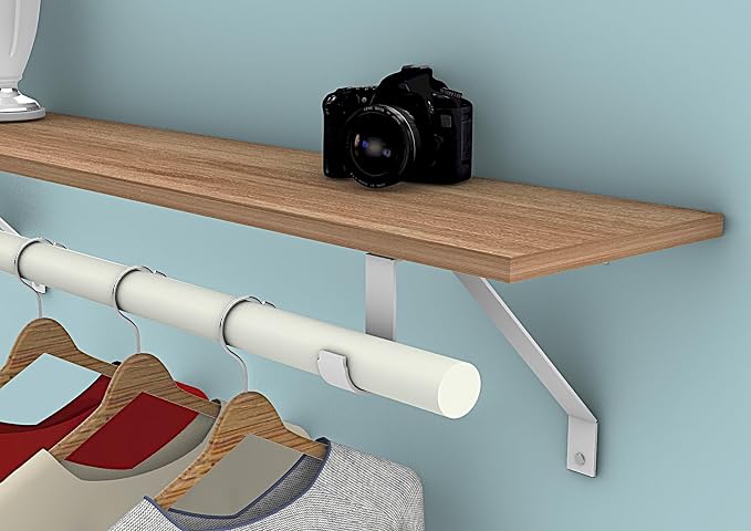 QCAA Heavy Duty Adjustable Shelf Rod Support Bracket for 3/4" Wall Cleat, Powder Coated White, 4 Pack, Made in Taiwan
