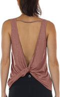 icyzone Women's Open Back High Neck Workout Athletic Gym Tank Tops