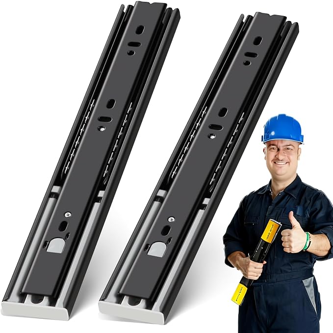 YENUO Push to Open Drawer Slides Full Extension 12–24 Inch 100 LB | Side Mount Heavy Duty Touch Release Drawer Glides Rails Ball Bearing 12–24 Inch for Kitchen Dresser Hardware Cabinet 1 Pair