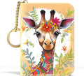 Aiawoxc Credit Card Holder, Small RFID Wallet Slim Leather Card Organizer Case with Zipper and Keychain, Cute Deer