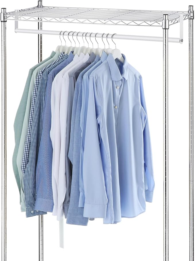 Threehoney 2 Pack Wire Shelving Garment Hanger Bar Wire Shelving Accessories Industrial Closet Clothes Rods for Home Retail Store(White,36 Inch)