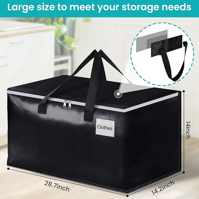 Extra Large Moving Boxes-Moving Bags with Zipper, Carrying Handles and Tag Pocket-Moving Supplies for Space Saving-Totes for Storage - for moving, Storage, Camping and Travel 93L-8 Pack