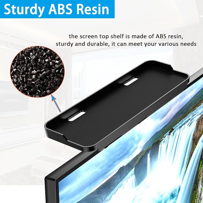 TV Top Screen Shelf Speakers Mount Adjustable Computer Monitor Shelf Storage Bracket Mount Hold Cable Media Box, Game Console, WiFi Router, Plants, Remote Controls, Cellphone Stand, DVD Shelf
