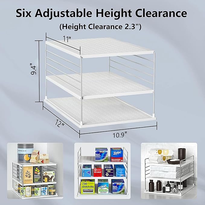 2 PACK Cabinet Organizer for Foil and Plastic Wrap- Divided Compartment Holder for Kitchen Bag- Upgraded Kitchen&Counter &Pantry Organizers and Storage(White&Gray)