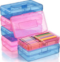 Blulu 6 Pack Large Plastic Pencil Case Box Clear Pencil Boxes Bulk Hard Crayon Box Storage with Snap Lids 8.1 x 4.7 x 2.2 Inch Painting Organizer Classroom Stationery School Supplies (Pink Blue)