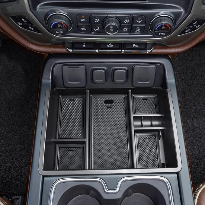 Center Console Organizer Tray for 2014-2018 Chevy Silverado/GMC Sierra 1500 | 2015-2019 Silverado/Sierra 2500HD/3500HD Accessories, Console Insert Tray Add Extra Storage, Full Console w/Bucket Seat ONLY