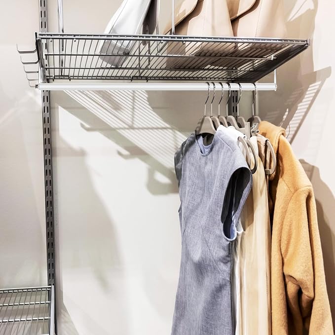 Threehoney 2 Pack Wire Shelving Garment Hanger Bar Wire Shelving Accessories Industrial Closet Clothes Rods for Home Retail Store(White,48 Inch)