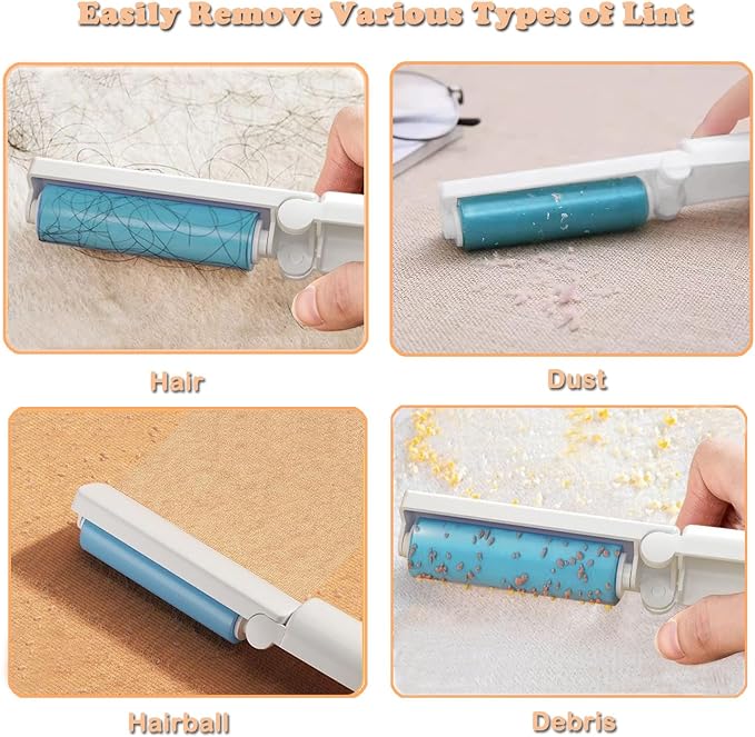 Mini Reusable Lint Roller 8 Pack, Washable Sticky Gel Lint Remover, Blue | Portable & Easy Carry, Foldable Design, Washable Sticky Gel, For Clothes & Luggage, Travel Ready