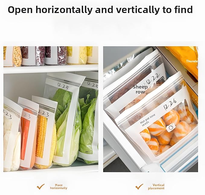 Kitchen Food Grade Fresh Keeping Bags, Reusable Sealed Bags for Vegetables & Fruits, Clear Plastic Storage Bag for Refrigerator, Dual Interlocking Seal (Combination, 85counts)