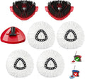 7-Pack Mop Heads Replacements Compatible with O Cedar EasyWring 1 Tank, Includes 4 Microfiber Spin Mops Replace Head, 2 Scrub Brushes, and 1 Base, Reusable and Machine Washable for Cleaning Floors