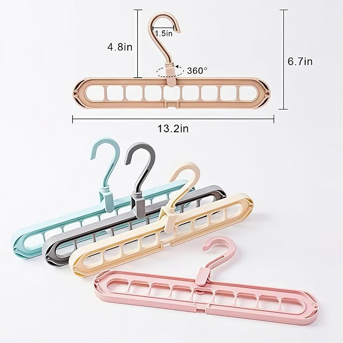 9 Space-Saving Hangers Heavy-Duty PP Plastic Tiered Hanger Organizer with Non-Slip Foldable Design, for Closet (Random, 5)