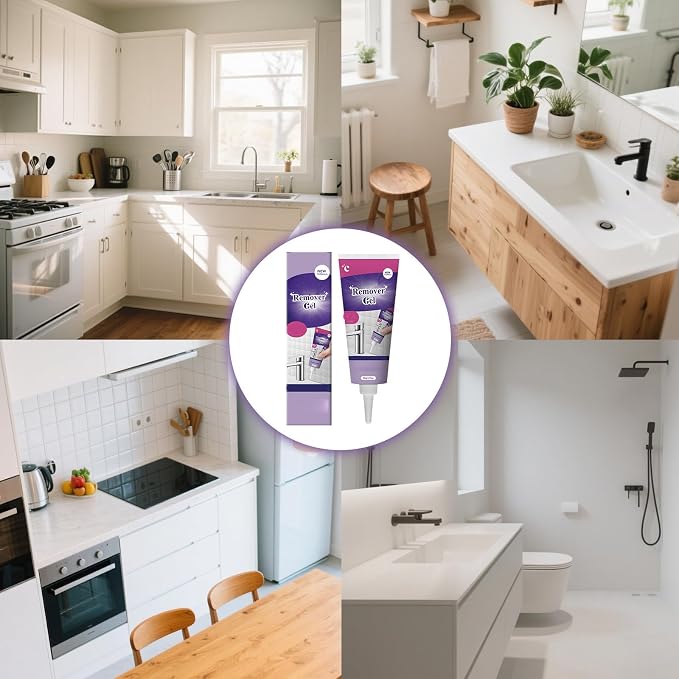Stain Remover Gel for Tile and Grout - Thick Gel for Vertical Surfaces in Bathroom & Kitchen - Removes Soap Scum and Dirt (1PCS)