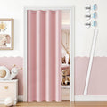 Vatge Door Curtains for Doorways Privacy, Magnetic Doorway Curtains with Rod, Temporary Door and Room Dividers for Bedroom/Hallway/Nursery, 1 Panel, W42 x L80, Pink