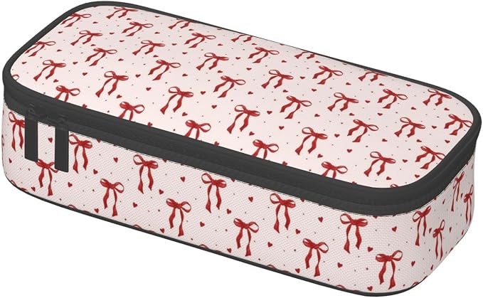 Red Bow Large Pencil Case for Girls Boys, Pencil Pouch Pen Bag Kids Teen | Big Capacity with Flip Top Zipper Stationery Organizer Storage Back to School Supplies for School Office College Student