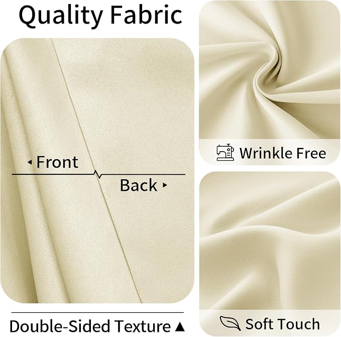 Vatge Magnetic Door Curtain with Rod - W52 x L76, 1 Panel, Light Beige | Door Curtain for Doorways, Room Divider for Kitchen