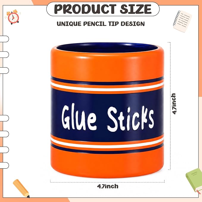 Tenceur 4.7x4.7 Inches Glue Stick Bucket for Teacher Desk Organizer Pencil Holder Bucket Plastic Large Capacity Desk Organizer for Teacher Classroom Craft Supply Storages
