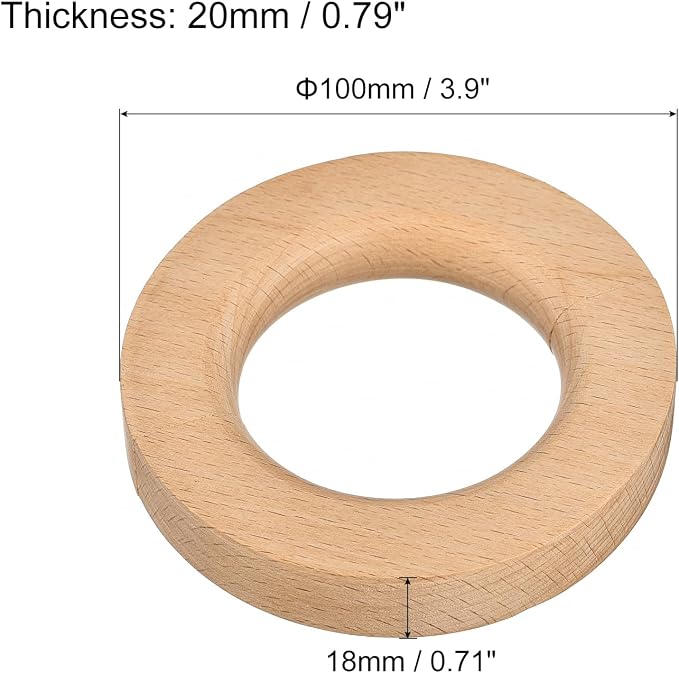uxcell 2Pcs Wooden Rings, 4 Inch Wood Circles Round Ring Hanger Closet Circle Organizer Holder for Shop Scarf Pants Belt Ties, Natural