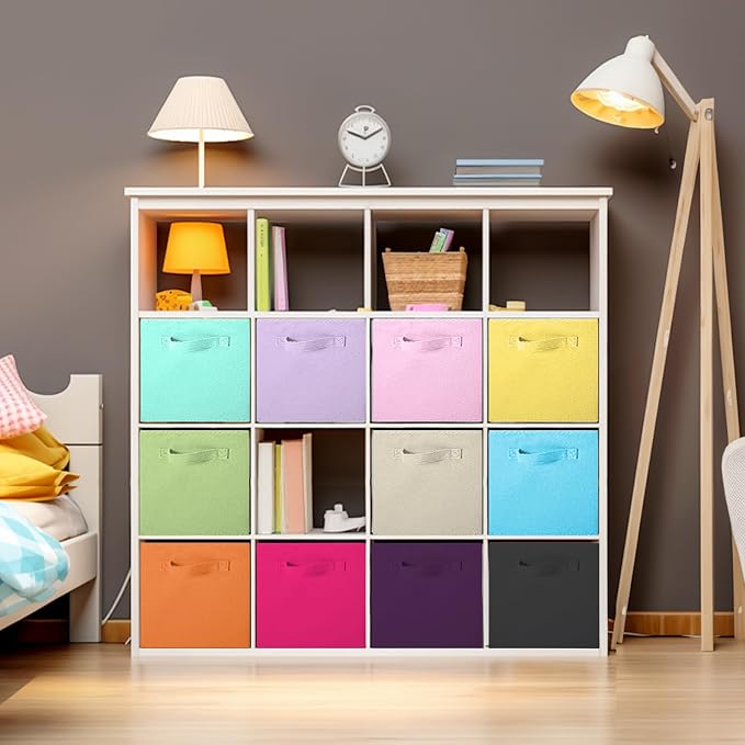 ShellKingdom Storage Bins, Foldable Fabric Storage Cube And Cloth Organizer | Storage Drawer For Closet And Toys, 13 X 13 X 13 INCH, 6 Pack (6 Colors)