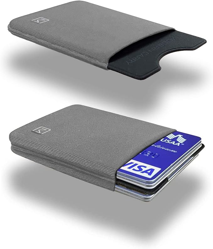 Modern Carry Ultra Thin Wallet for Men & Women, Single Pocket or 2 Slot Options, Slim Stretch Fabric Minimalist Front Pocket Card Holder