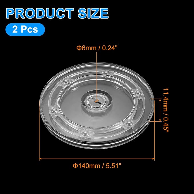 uxcell 2Pcs Acrylic Lazy Susan Turntable, 5.5 Inch Clear Turntable Organizer Ball Bearing 360 Degree Rotating Tray for Spice Rack Table Cake Kitchen Pantry Decorating Bathrooms
