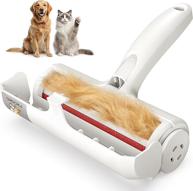 ORDORA Pet Hair Remover Roller, Reusable Lint Roller for Dog and Cat Hair | Portable Pet Hair Roller with Large Fur Bin for Couches, Bedding, Car, Rugs & Furniture, No Refills or Batteries, Pet Homes