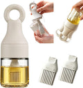 MMJ Portable High Borosilicate Glass Oil Sprayer Brush 150ml（5.07oz）, Outdoor Camping BBQ Accessories, Heat Resistant Silicone Basting Brush for Grilling, Baking, and Cooking