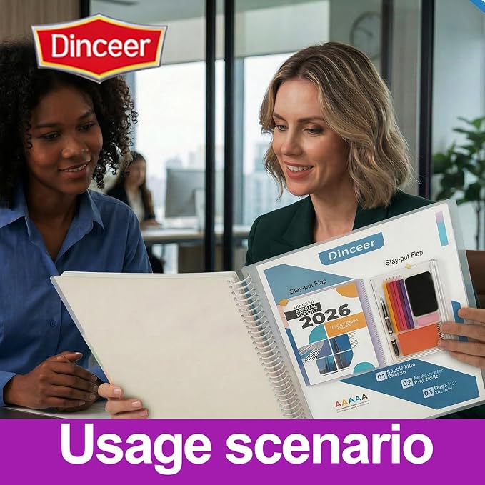 12 Pocket Project Organizer Folder by Dinceer, Letter Size Expandable File Organizer with 6 Color Dividers, Quick View Clear Cover Pocket, Inner Zipper Pouch, Heavy Duty Plastic