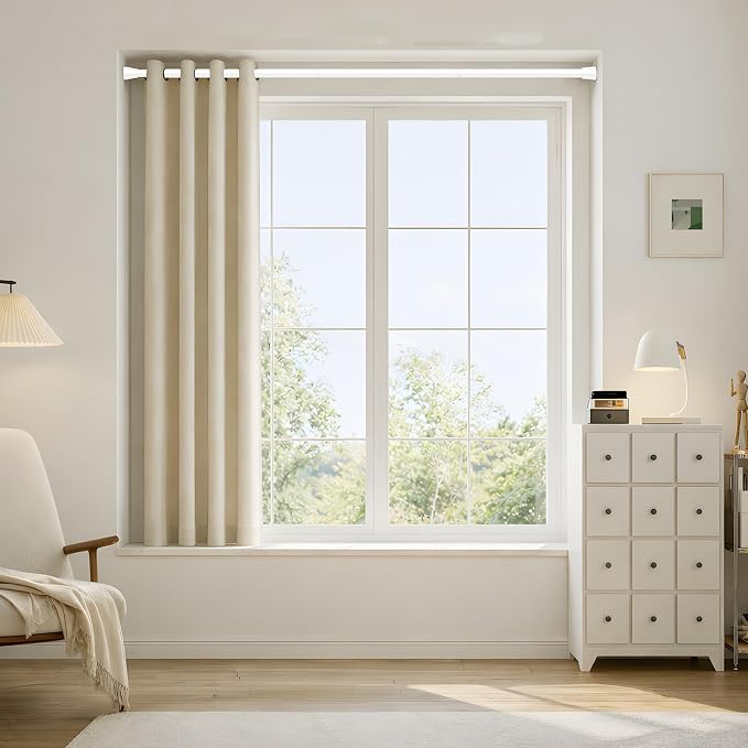 2Pack Tension Curtain Rod 28-48 Inch 7/8" Diameter, Adjustable No Drilling Rustproof White Spring Loaded Curtain Rods for Window, Doorway, Bathroom, Closet, Kitchen, Shower Stall