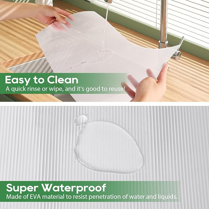 Anoak Shelf Liner Cabinet Liner, Non Adhesive Drawer Liner, Washable 12 Inch x 20 FT x 4Rolls Waterproof Durable Non-Slip Shelf Liner for Kitchen, Drawer, Refrigerator