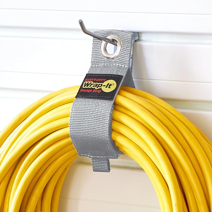 Heavy-Duty Wrap-It Storage Straps - 13" (6-Pack) Silver - Garage Organizer and Extension Cord Hanger for Garage Gadgets