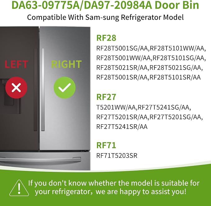 Upgraded DA63-09775A DA97-20984A Refrigerator Upper Right Door Shelf Bin | Compatible with Sam-sung Refrigerator Door Shelf Replacement, RF28T5021SR RF27T5201SR RF28T5001SG RF28T5101SR RF27T5241SR