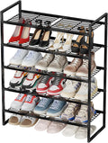 5 Tier Shoe Rack for Closet, 27 Inch Long Square Shoe Storage Organizer for Shelves, Heavy Duty Metal, Easy Assembly Stackable, Black