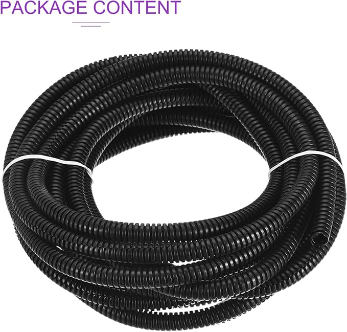 DMiotech 18.04ft Wire Loom Split Tubing 1/4 Inch(6.5 Mm) ID, Cord Protectors from Pet Flexible Conduit Cable Management for Office, Home, Garden, Black