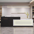 Modern Reception Desk with Counter, Front Desk Reception Counter with Lockable Drawer, Keyboard Tray & Storage Cabinet, Solid Wood Receptionist Table for Salon Office Lobby (A - Right, L 160cm/63in)