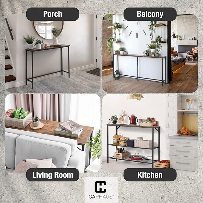CAPHAUS 41” Classic Console Table for Entryway, Modern Sofa Tableau for Living Room, Industrial Console Mesa, Snack Entrance Accent Behind Couch Plant Table for Hallway, Rustic Oak
