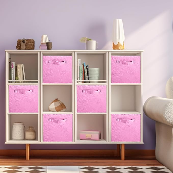 ShellKingdom Storage Bins, Foldable Fabric Storage Cube And Cloth Organizer | Storage Drawer For Closet And Toys, 13 X 13 X 13 INCH, 2 Pack (Pink)