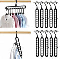 9 Space-Saving Hangers Heavy-Duty PP Plastic Tiered Hanger Organizer with Non-Slip Foldable Design, for Closet (Black, 10)