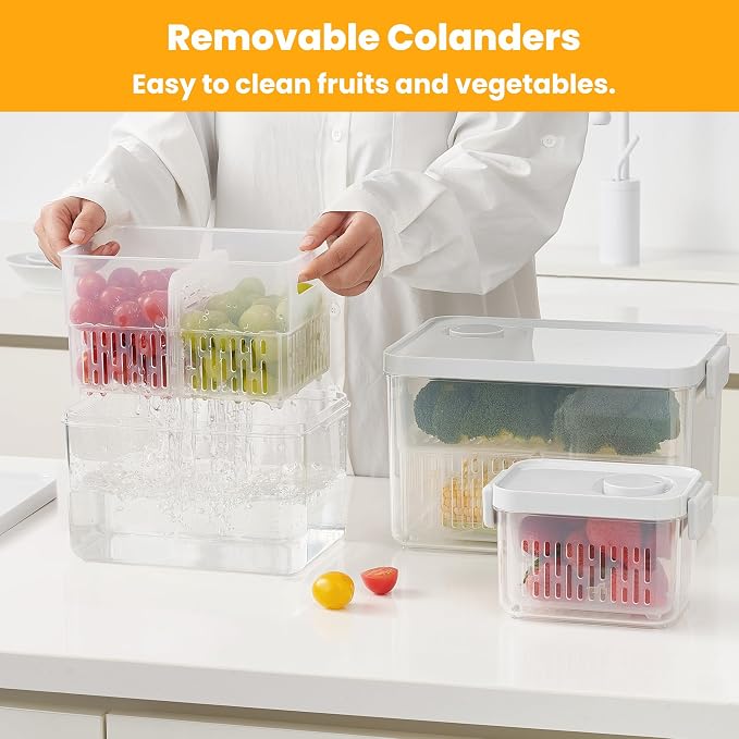 vacane Dishwasher Safe Berry Keeper, Produce Saver, Clear Fruit Containers, BPA-Free Lettuce Keeper, Strawberry Container Keep Food Fresh, 3.8 Cup