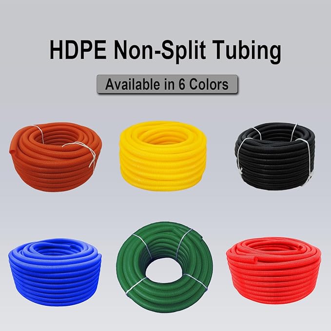 Flexible Polyethylene HDPE Non-Split Corrugated Wire Loom Tubing (Blue, 2" Dia. x 100 ft)