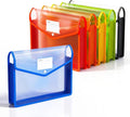 6 Pack Plastic Expanding File Folder, Colorful File Folder Organizer | Folders for Documents with Snap Closure, Transparent Accordion File Pouch, No Dividers, Large Capacity, Fit Letter/A4 Size