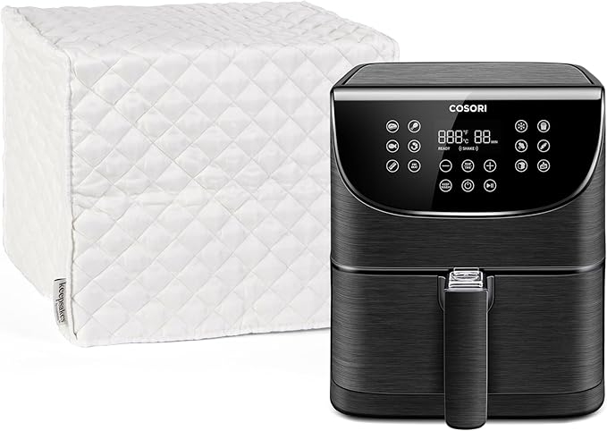 Covermates Keepsakes Air Fryer Cover – Quilted Deep Fryer Appliance Protector for Kitchen Counter Storage – Dust & Stain Resistant – Washable Slip-On Design, Cream