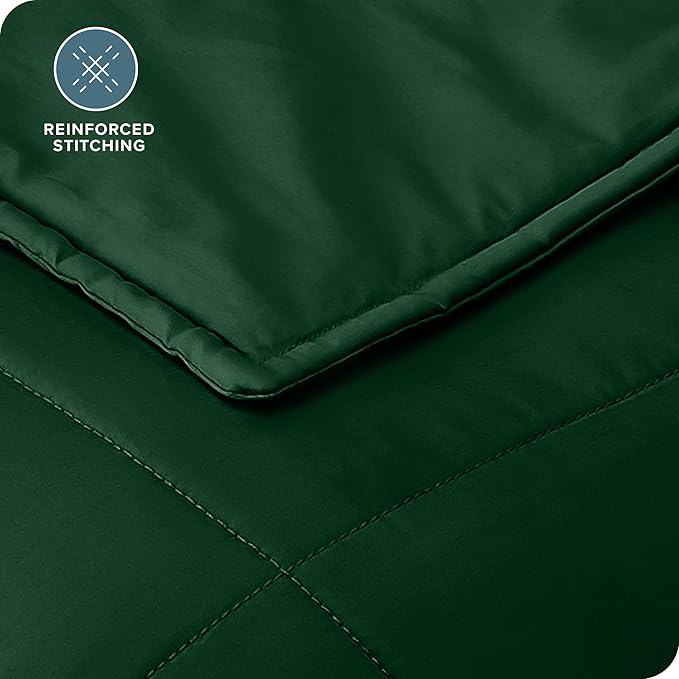 Bare Home Weighted Blanket Twin or Full Size 7lb (40" x 60") - All-Natural 100% Cotton - Premium Heavy Blanket Nontoxic Glass Beads (Forest Green, 40"x 60")