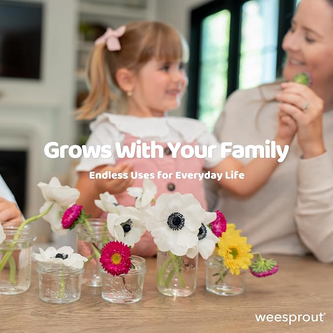WeeSprout Glass Baby Food Storage Jars - 12 Set, 4 oz/8 oz Baby Food Jars, Plastic Lids, Freezer Storage, Reusable Small Glass Baby Food Containers, Microwave & Dishwasher Safe, for Infant & Baby Food