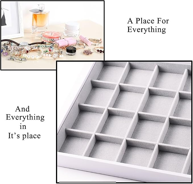 Oirlv Leather 24-Grid Jewelry Organizer White | Perfect for Daily Household Organization Or Store Display Use